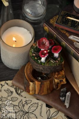 Drewniane pudełko z grzybami gołąbek na skarby i biżuterię (Unique Fantasy Objects)