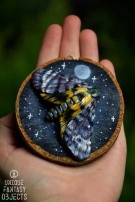 Zawieszka na ścianę lub magnes z ćmą zmierzchnicą trupią główką (Unique Fantasy Objects)