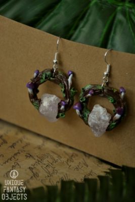 Wiszące okrągłe kolczyki z kryształami (Unique Fantasy Objects)