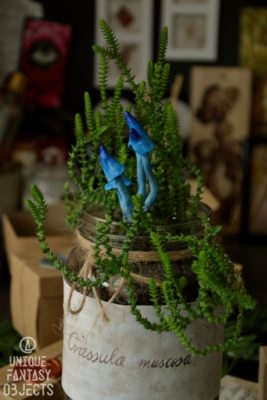 Rzeźby niebieskich grzybów do doniczki z roślinami (Unique Fantasy Objects)