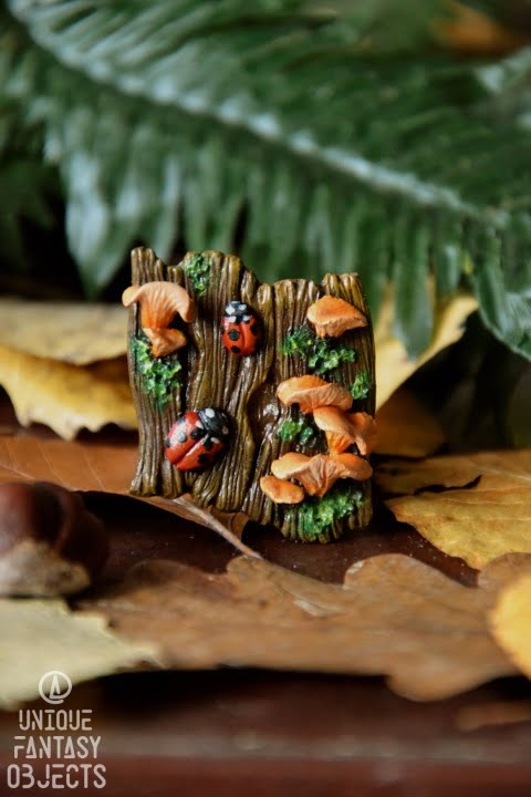 Leśna broszka z biedronkami i grzybami (Unique Fantasy Objects)