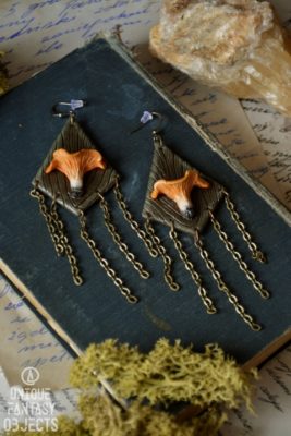 Wiszące kolczyki z kurkami i łańcuszkami (Unique Fantasy Objects)