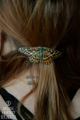 Spinka do włosów w kształcie pomarańczowego motyla (Unique Fantasy Objects)