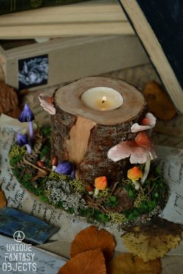 Leśny świecznik z kolorowymi grzybami (Unique Fantasy Objects)