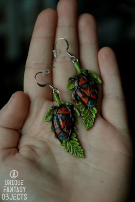 Kolczyki z robaczkami i liściem (Unique Fantasy Objects)