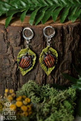 Kolczyki z robaczkami na liściu (Unique Fantasy Objects)