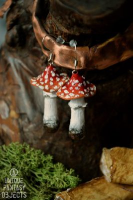 Kolczyki z wiszącymi muchomorkami (Unique Fantasy Objects)