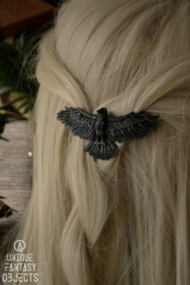 Spinka do włosów z rzeźbą kruka (Unique Fantasy Objects)