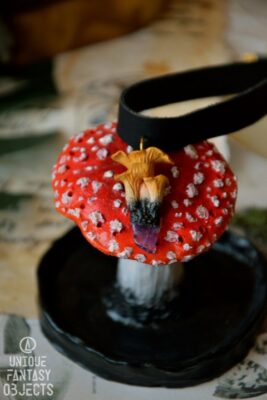 Choker z rzeźbą kurek i ametystem (Unique Fantasy Objects)