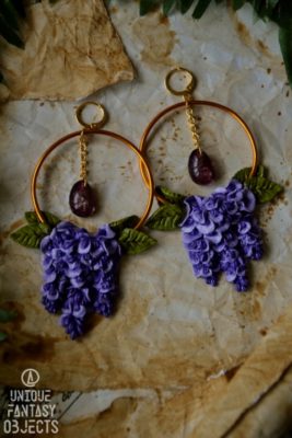 Wiszące kolczyki z wisterią (Unique Fantasy Objects)
