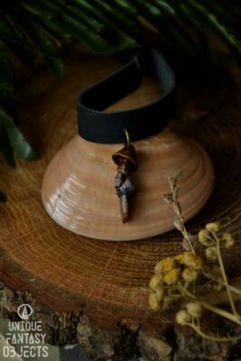 Choker z brązowymi grzybkami i tygrysim okiem (Unique Fantasy Objects)