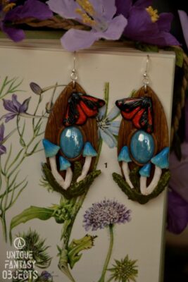 Kolczyki z grzybkami i motylem (Unique Fantasy Objects)