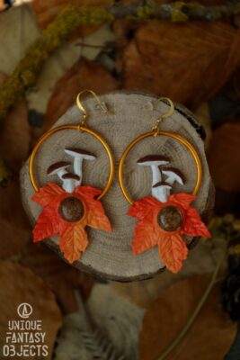 Kolczyki z grzybami i fossil chrysanthemum (Unique Fantasy Objects)