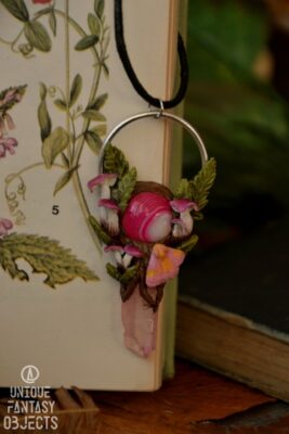 Naszyjnik agatem pasiastym i kwarcem różowym (Unique Fantasy Objects)
