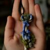Naszyjnik klucz z liśćmi, grzybkami i labradorytem (Unique Fantasy Objects)