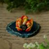 Regulowany pierścionek z pomarańczowymi grzybami i agatem mszystym (Unique Fantasy Objects)