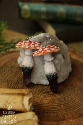 Kolczyki z muchomorami i ametystem (Unique Fantasy Objects)