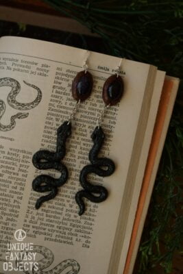 Kolczyki z wężem i kamieniem noc kairu (Unique Fantasy Objects)