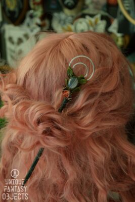 Szpilka do włosów z motylem i agatem botswana (Unique Fantasy Objects)