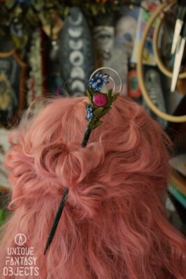 Szpilka do włosów z ptasznikiem i agatem pasiastym (Unique Fantasy Objects)
