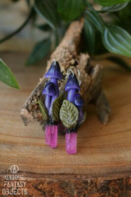 Kolczyki z fioletowymi grzybami i kwarcem (Unique Fantasy Objects) (1)