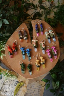 Kolczyki z grzybami i kamieniami (Unique Fantasy Objects)