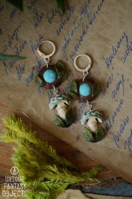 Kolczyki z pierścieniakiem i howlitem (Unique Fantasy Objects)