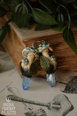 Kolczyki z pierścieniakiem i kwarcem (Unique Fantasy Objects) (5)