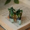 Kolczyki z zielonymi grzybami i kwarcem (Unique Fantasy Objects)