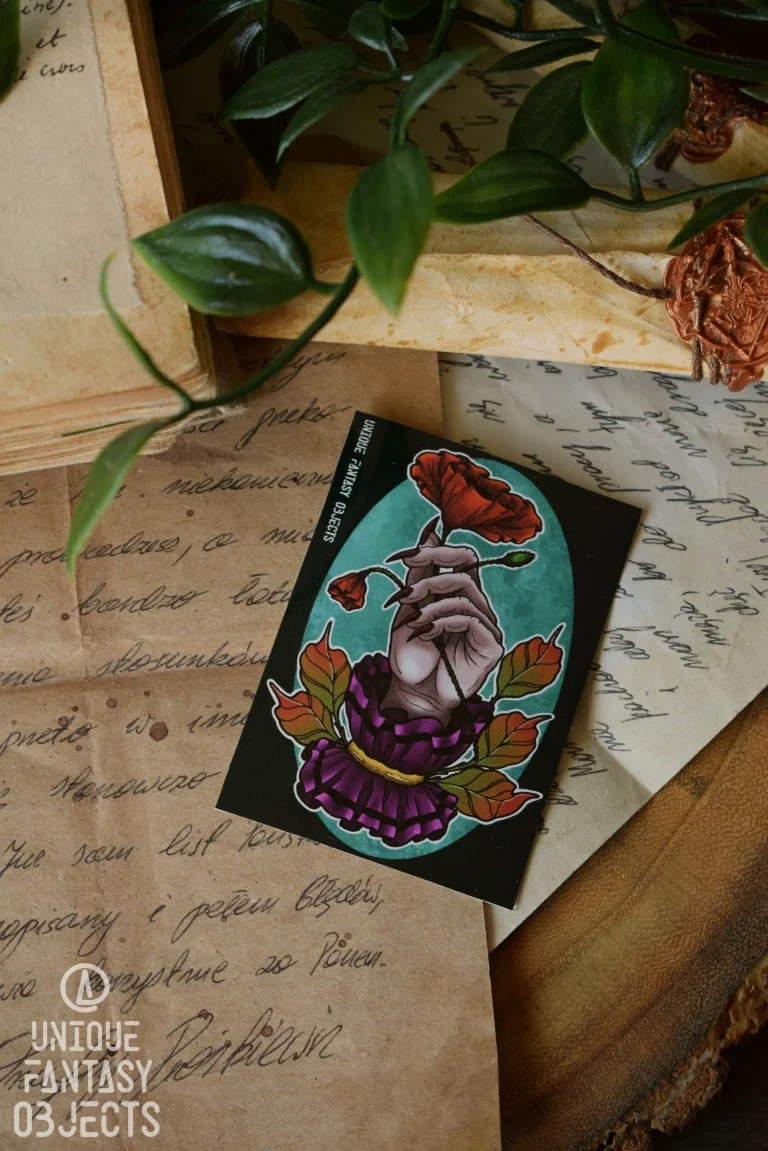 Naklejka z ręką i kwiatem (Unique Fantasy Objects)