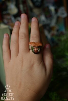 Pierścionek z rydzem i mokaitem (Unique Fantasy Objects)