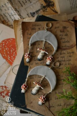 Kolczyki z muchomorami i księżycami (Unique Fantasy Objects)