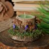 Drewniany świecznik z małymi grzybkami (Unique Fantasy Objects)