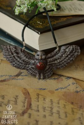 Naszyjnik z puszczykiem i jaspisem (Unique Fantasy Objects)