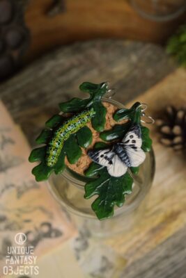 Kolczyki z rzeźbą motyla bielinek kapustnik (Unique Fantasy Objects)