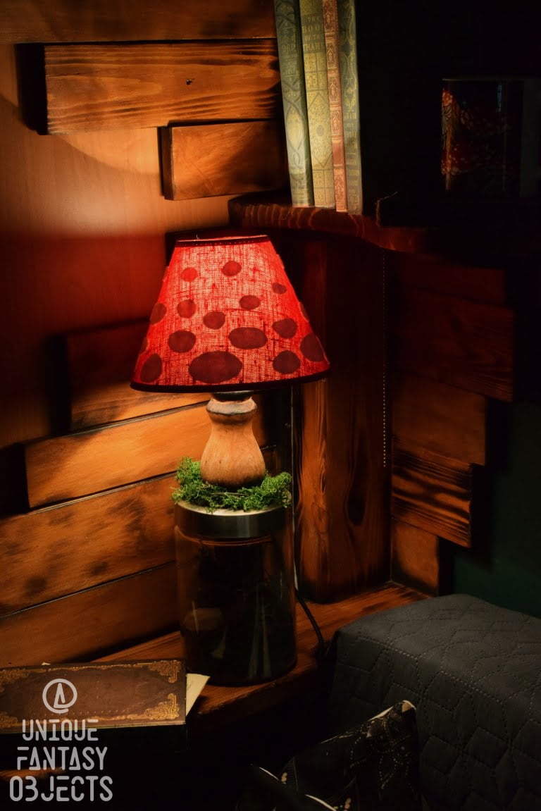 Lampa muchomor z leśnym słojem (Unique Fantasy Objects)