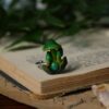 Regulowany pierścionek z zielonymi grzybami i jadeitem (Unique Fantasy Objects)