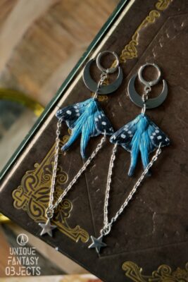 Kolczyki z ćmą urbanus sp. mindo (Unique Fantasy Objects)