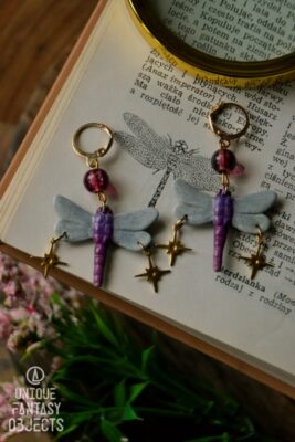 Kolczyki z ważką orthemis ferruginea (Unique Fantasy Objects)