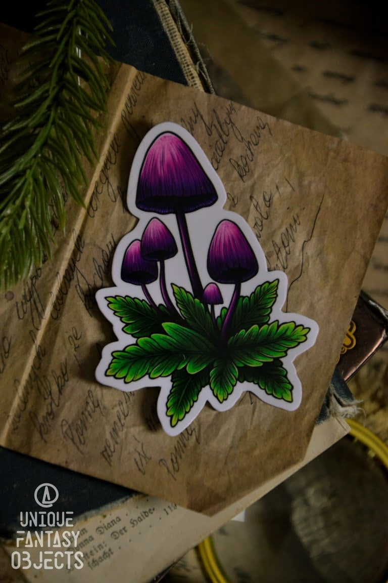 Naklejka z fioletowymi grzybkami (Unique Fantasy Objects)