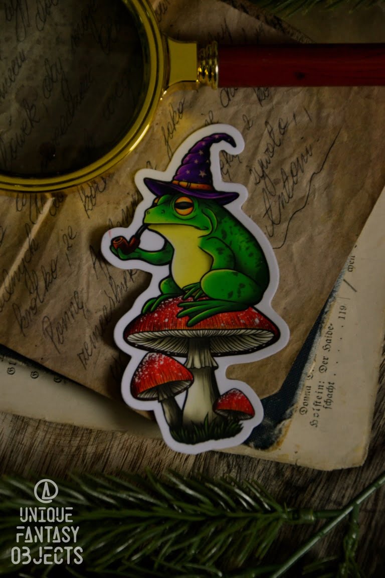 Naklejka z magiczną żabą na muchomorze (Unique Fantasy Objects)