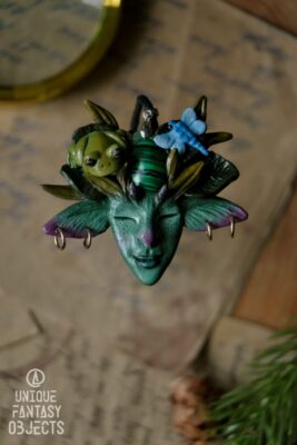 Naszyjnik z morskim duszkiem, żabą i malachitem (Unique Fantasy Objects)