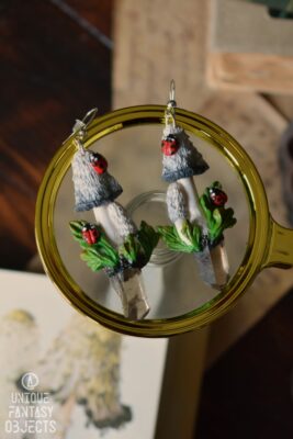 Kolczyki z grzybem czernidłak i kwarcem dymnym (Unique Fantasy Objects)