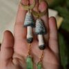 Kolczyki z grzybem czernidłak kołpakowaty i kwarcem (Unique Fantasy Objects)