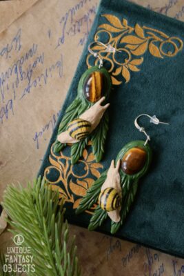 Kolczyki z wstężykiem gajowym i tygrysim okiem (Unique Fantasy Objects)