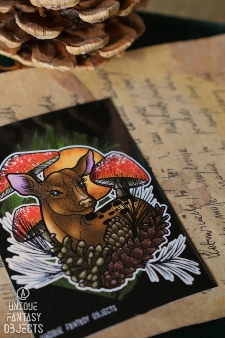 Naklejka z sarną i muchomorami (Unique Fantasy Objects)