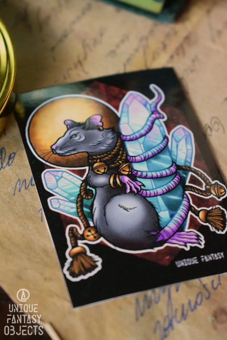 Naklejka ze szczurem z kryształami (Unique Fantasy Objects)