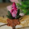 Regulowany pierścionek z rzeźbą grzyba stożkownica i kwarcem (Unique Fantasy Objects)