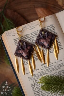 Kolczyki z jeleniem i unakitem (Unique Fantasy Objects)