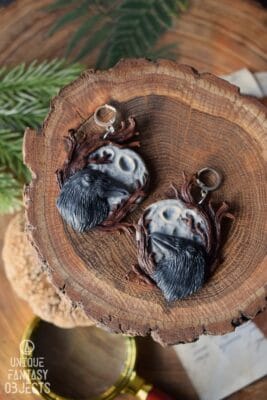 Kolczyki z krukiem i księżycem (Unique Fantasy Objects)
